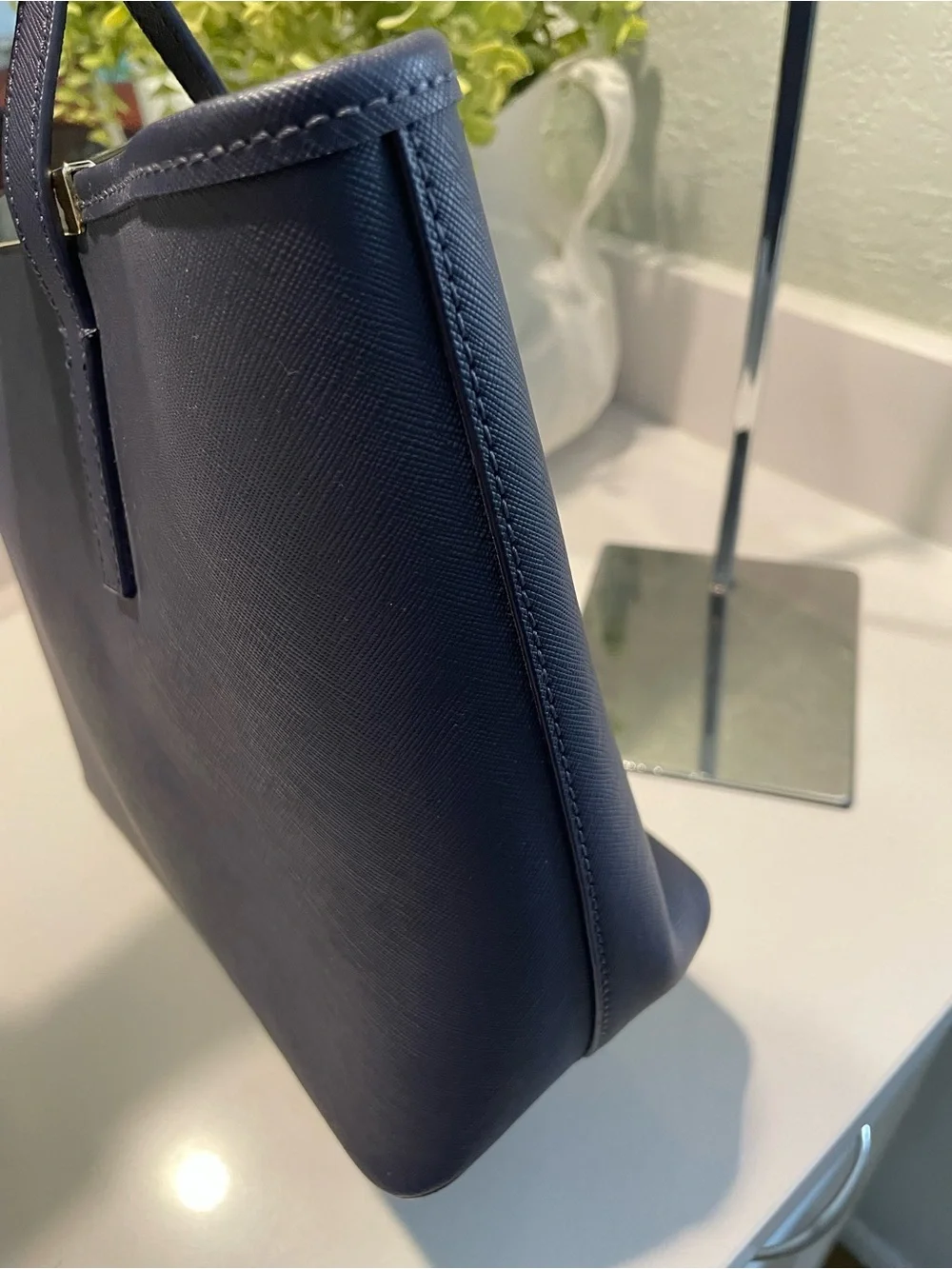 Ted Baker Navy Saffiano Leather Tote Bag